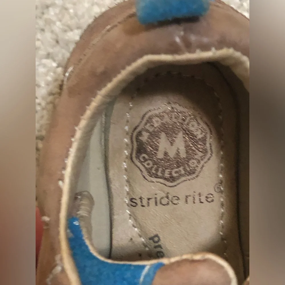 Stride Rite Hamilton Brown Leather Loafers Velcro Closure Toddler Boys Sz 5